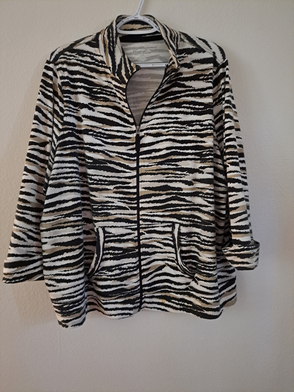 Kim Rogers Black, White & Cream Zebra-Print Teddy Jacket